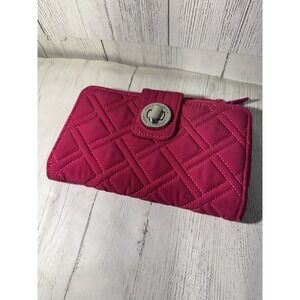 Vera Bradley Turnlock Zip Wallet - Pink " Fushia " 5 X 8"